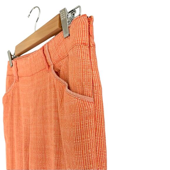 Cartonnier Anthropologie Charlie Textured Micro Striped Cotton Trouser Orange 4 - Picture 5 of 9